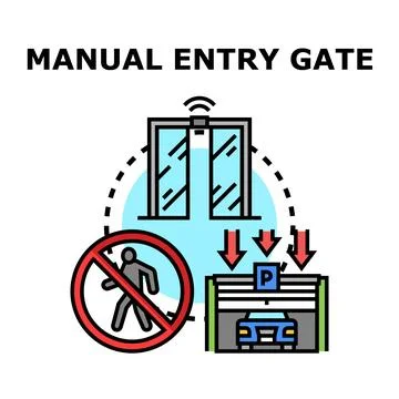 Manual entry gate concept for access control and security 스톡 일러스트