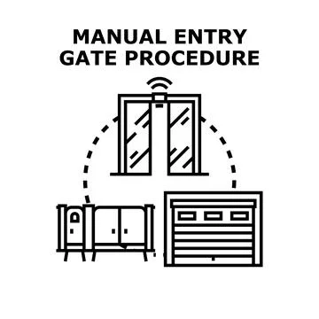Manual entry gate procedure concept vector Stock Illustration