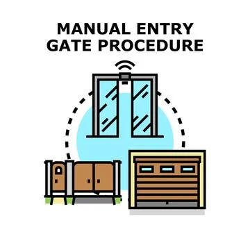 Manual entry gate procedure concept vector Stock Illustration