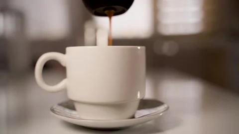 Manual espresso brewing machine. start the day fresh with hand espresso Stock Footage 246135540