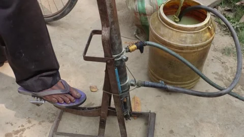 Manual Foot Pump Stock Footage 333915861