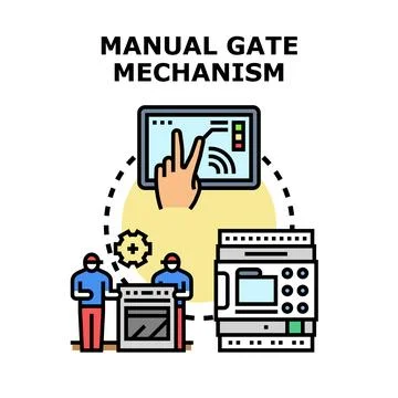 Manual gate mechanism with remote control vector イラスト素材