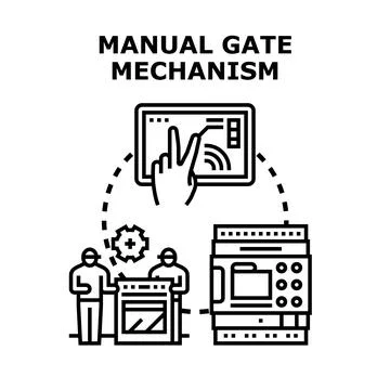 Manual gate mechanism with remote control vector Stock Illustration