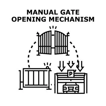 Manual gate opening mechanism vector illustration concept Illustrazione stock