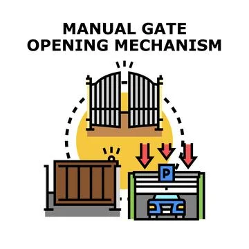 Manual gate opening mechanism vector illustration concept Illustrazione stock