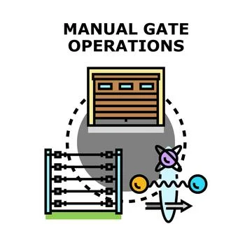 Manual gate operation process and security control 스톡 일러스트