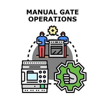 Manual gate operations process with human control Stock Illustration