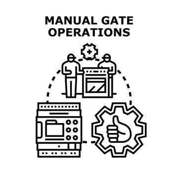 Manual gate operations process with human control Stock Illustration