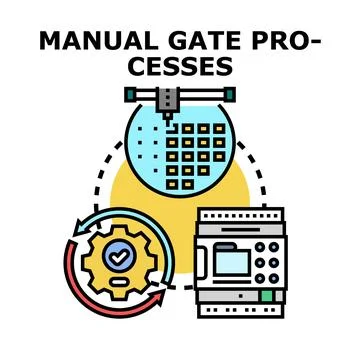 Manual gate processes in semiconductor manufacturing cycle Stock Illustration