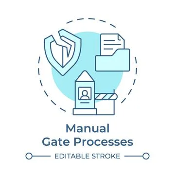 Manual gate processes soft blue concept icon Stock Illustration