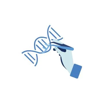 Manual genetic engineering. Manipulation of DNA double helix with with bare h Stock Illustration