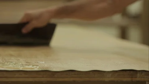 Manual glue application Stock Footage 100661084