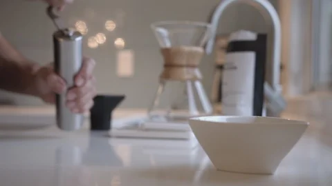 Manual Grinding Coffee Beans Stock Footage 90981368