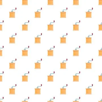 Manual grinding coffee mill pattern on white background Stock Illustration