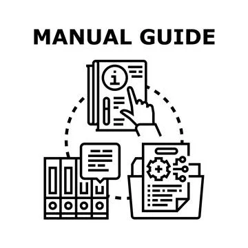 Manual guide concept explaining instruction processes and documentation Illustrazione stock