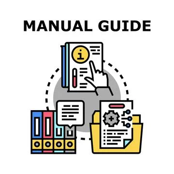 Manual guide concept explaining instruction processes and documentation Stock Illustration