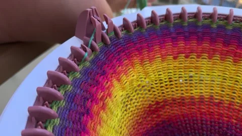 Manual Knitting Machine for Circular Weaving Video stock 301087513