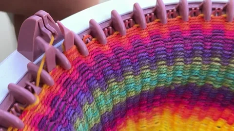 Manual Knitting Machine for Circular Weaving Stock Footage 301087598