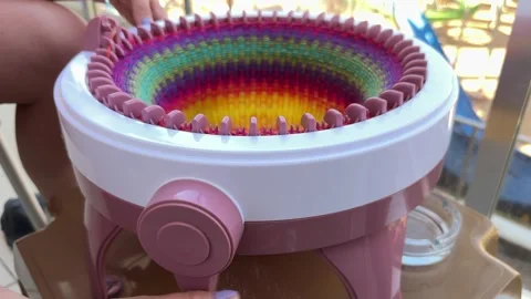 Manual Knitting Machine for Circular Weaving Stock Footage 301087657