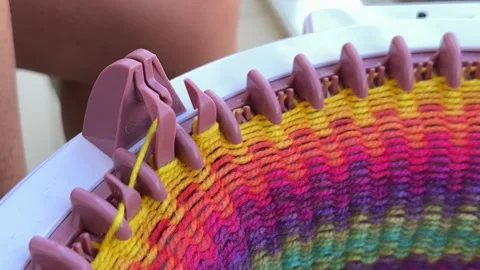 Manual Knitting Machine for Circular Weaving Stock Footage 301087676