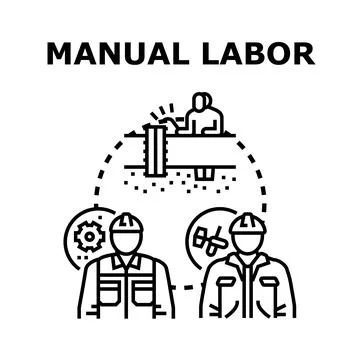 Manual labor concept with working professionals and tools 스톡 일러스트