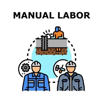 Manual labor concept with working professionals and tools 스톡 일러스트