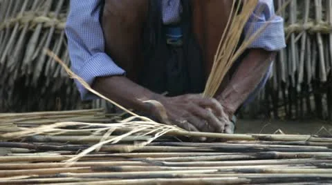 Manual labor. Reed. Video stock 10837185