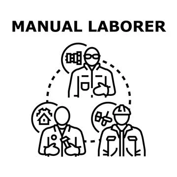 Manual laborer working in different industrial professions concept Illustrazione stock