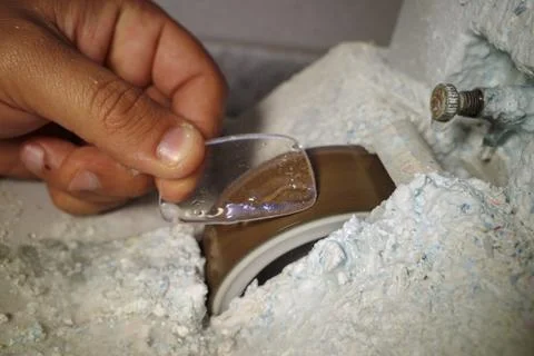 Manual Lens Edging and Precision Grinding for Optical Eye Stock Photos