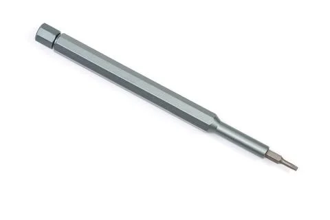 Manual metal mini screwdriver with inserted interchangeable bit close-up 写真素材