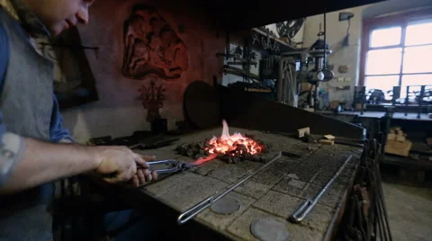 Manual Metalworking, blacksmithing Stock Footage 67737989