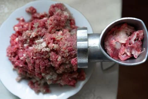 Manual mincer for minced meat Stock Photos