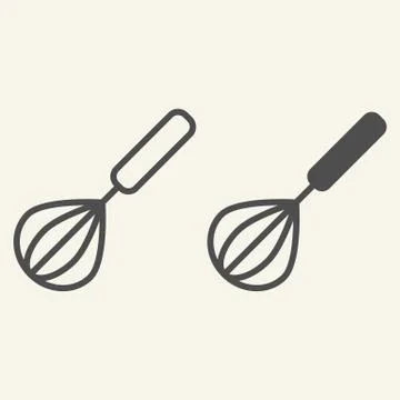 Manual Mixer line and solid icon. Whisk symbol, outline style pictogram on beige Illustrazione stock