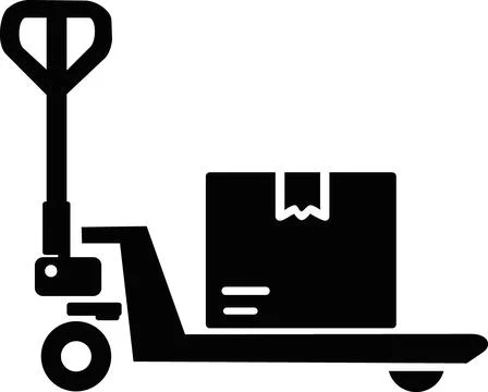 Manual pallet jack moving a cargo box 스톡 일러스트