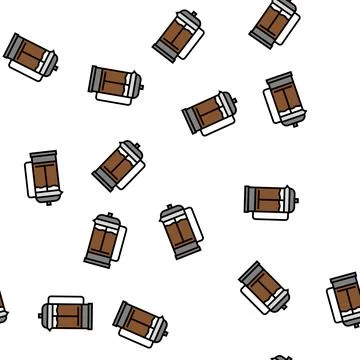 Manual press coffee tool vector seamless pattern Stock Illustration