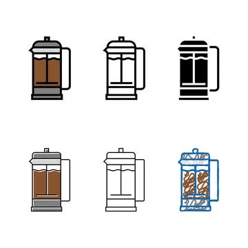 Manual press styles coffee tool color icon vector Stock Illustration