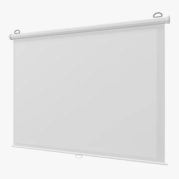 Manual Pull Down White Projection Screen Wall Mounted 3D Model