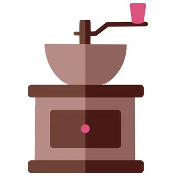 Manual retro coffee grinder mill flat vector icon Stock Illustration