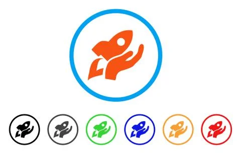 Manual Rocket Launch Rounded Icon Stock Illustration