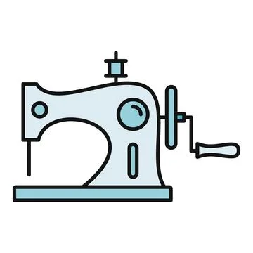 Manual sewing machine flat outline color icon Stock Illustration