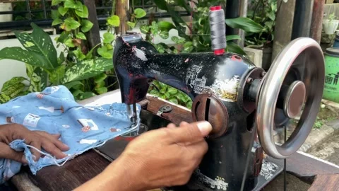 Manual sewing machine Stock Footage 240367592
