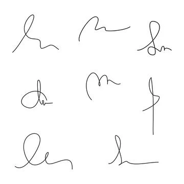Manual signature for documents on white background.  Vector illustration Illustrazione stock