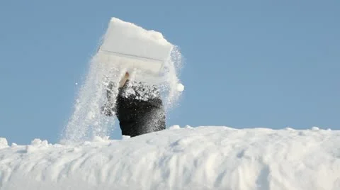 Manual snow removal Stock Footage 12329603