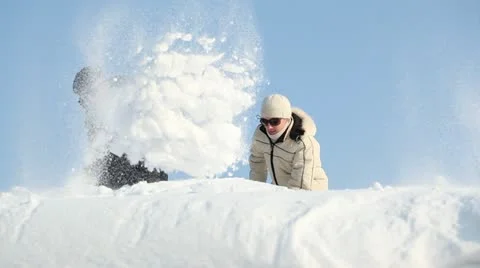 Manual snow removal Stock Footage 12330338