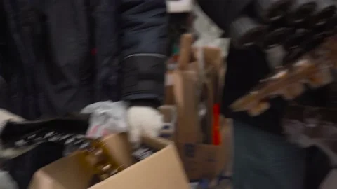 Manual sorting of plastic bottles and garbage for waste disposal and plastic Stock Footage 168082439