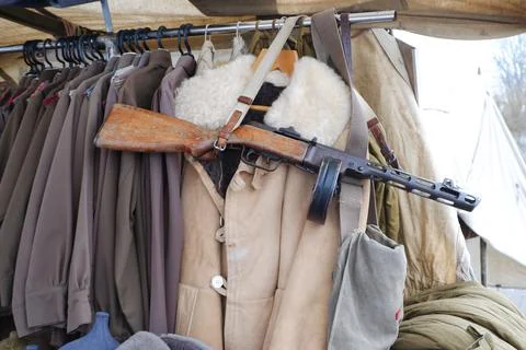 Manual Soviet machine gun ppsh-41 is one of the symbols of the Great Patriotic Stock Photos