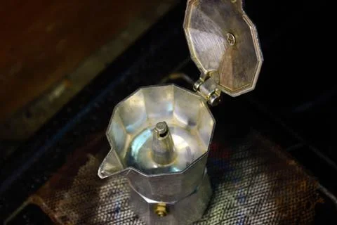 Manual tools for processing a cup of coffee, ranging from coffee cups, mocha  Stock Photos