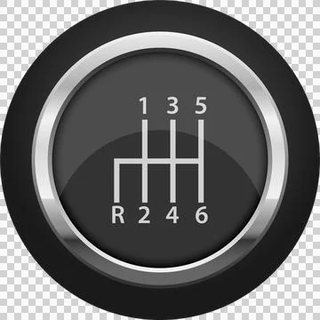 Manual transmission gear shift pattern diagram on a dark background inside .. Stock Illustration