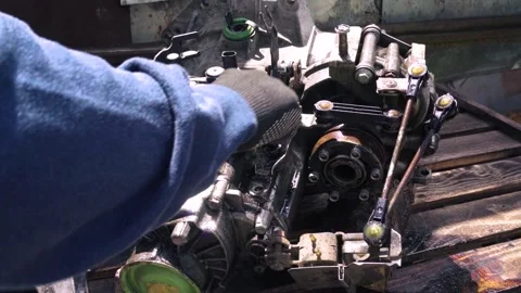 Manual transmission from an old front-wheel drive car removed 스톡 동영상 335828600