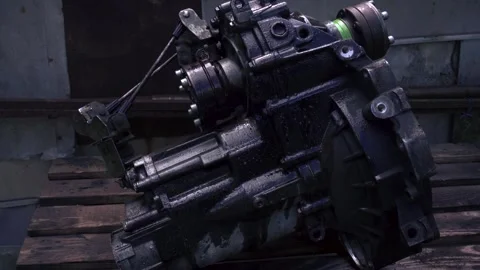 Manual transmission from an old front-wheel drive car removed 스톡 동영상 335828732